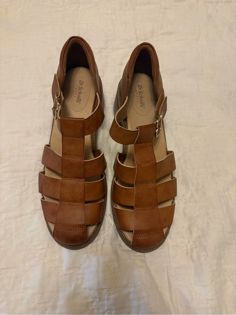 Dr. Scholl's Brown Leather Strappy Buckle Sandals